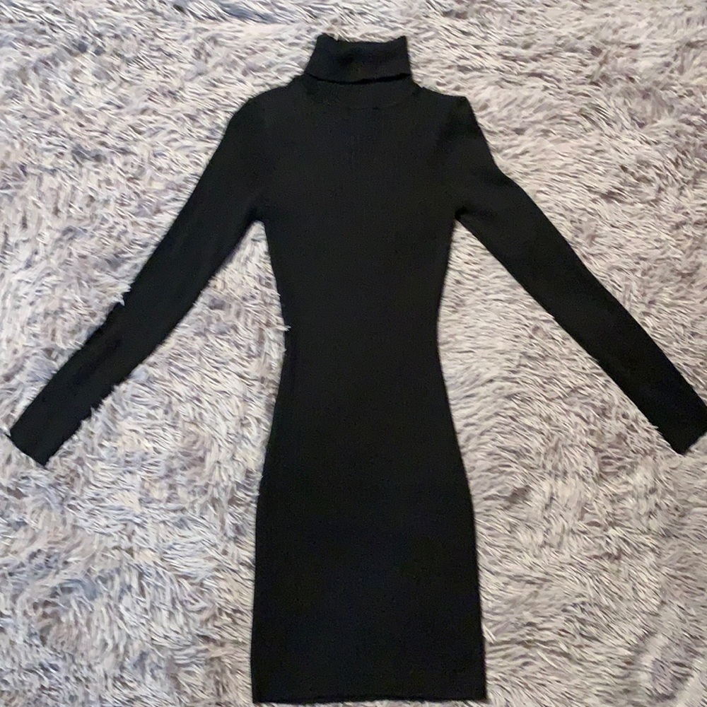 black turtleneck dress